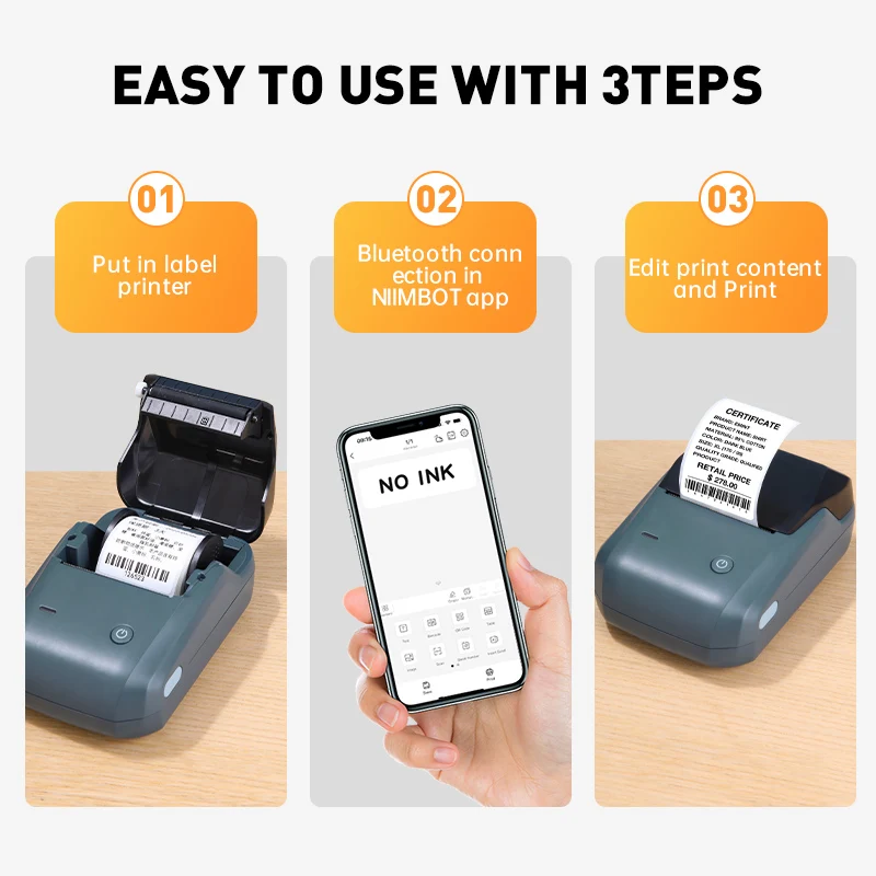 NiiMbot B1Easily Use Portable Label Maker Price Tag Label Printer Wireless for IOS Android Barcode Thermal Printer
