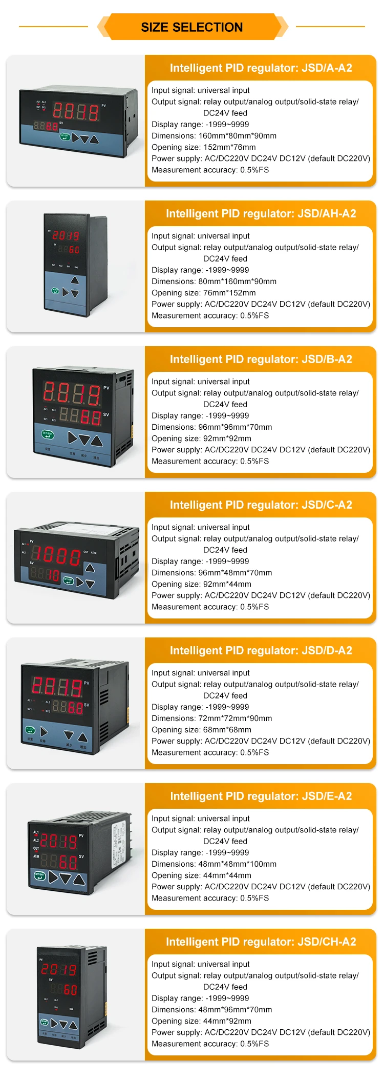 JSD--C-A2 Intelligent Digital Temperature Controller PID Temperature Display factory