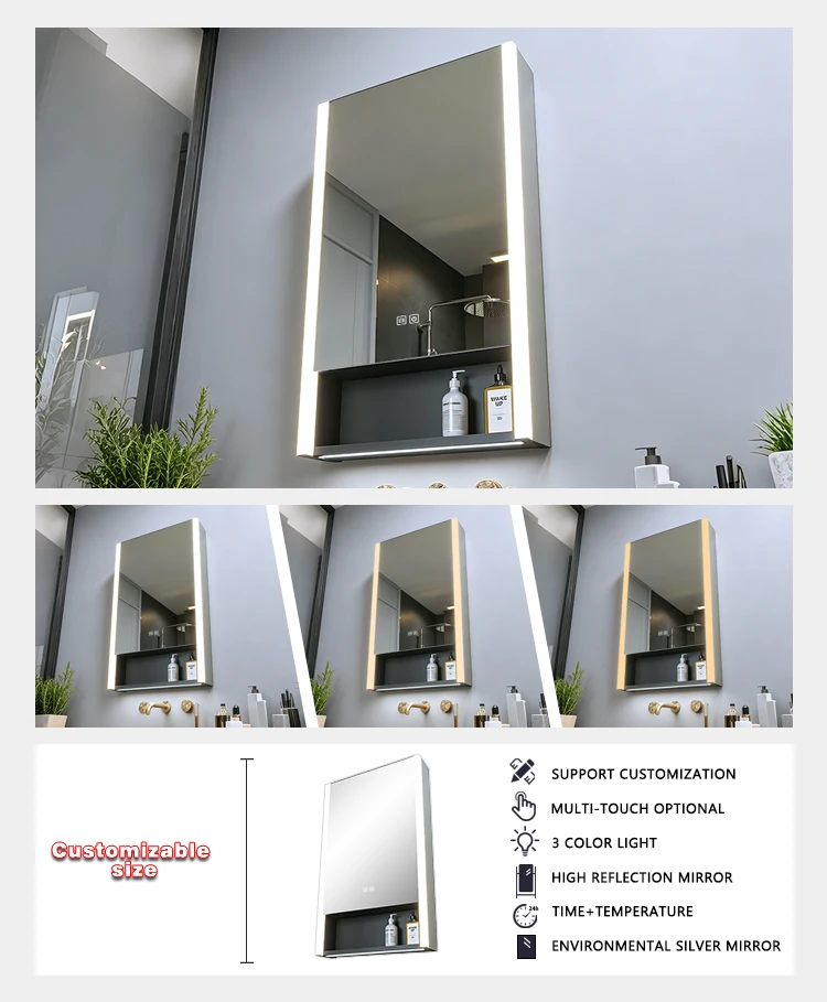 product factory wholesale ip66 modern bathroom vanities wall mounted bathroom cabinet water proof led medicine cabinet for hotel-4