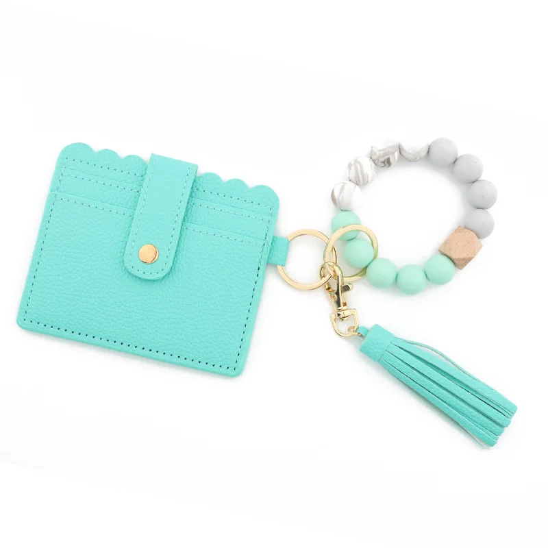 Silicone Beaded Keychain Wristlet Wallet - RFID Card Holder With Phone Patch, Elastic Bracelet For Women - View #7