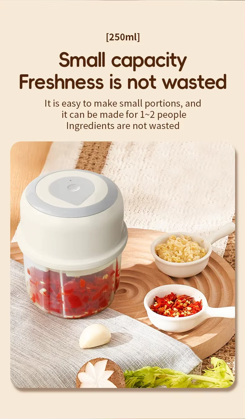 250ml USB Powered Mini Plastic Food Processor, Portable Multifunctional Kitchen Chopper Blender For Ingredient Mincing
_voghion.com