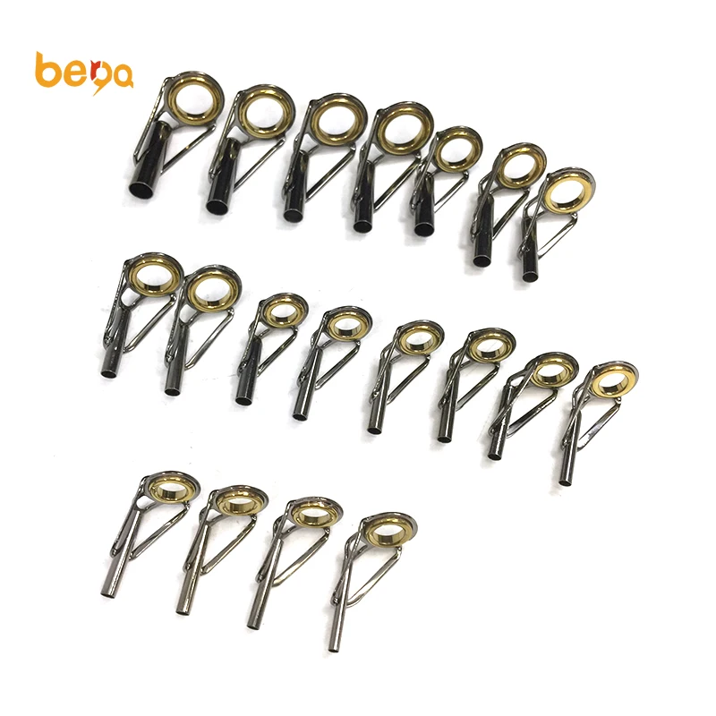 Stainless Steel Frame Golden Color Ceramic Ring Fishing Rod Tip Guide Top Ceramic Rings Fishing Rod Guides Ring