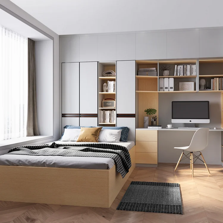 Closet Modern Design Folding Door Simple Wooden Combination Bedroom Wardrobe