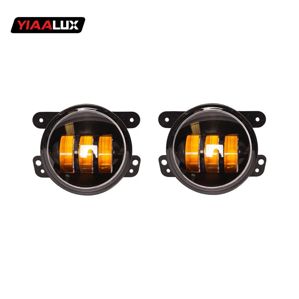 4 Inch Led Fog Light with White and Amber Halo Ring Compatible for Jeep JK