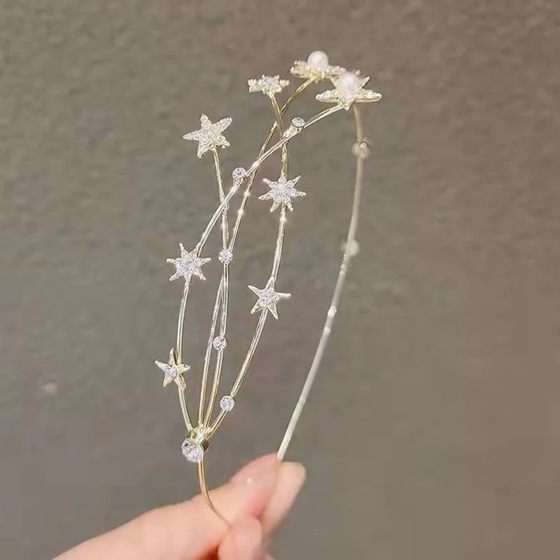 Обруч для волос в форме звезды Европейского типа из сплава милых девушек обруч свадебное украшение свадебная корона