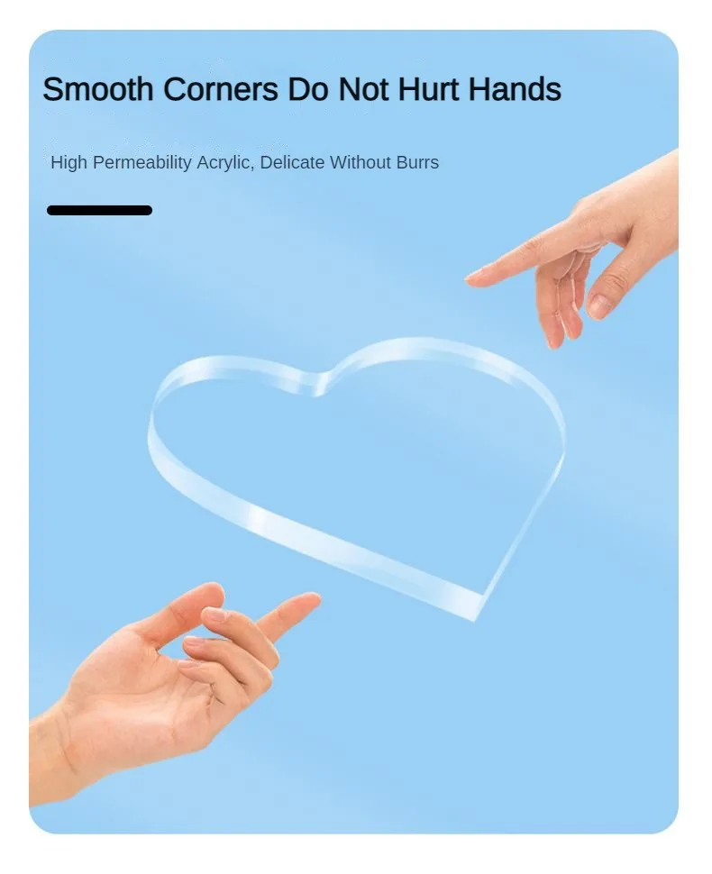 High Quality UV Blank Clear Gifts for Appreciation Heart Shaped Love Plaque Desk Decorations Acrylic Ornaments factory