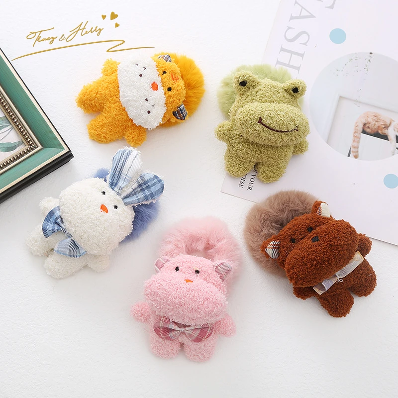 Tracy & Herry Hair Tie for Kids Elastic Accessories Cartoon Plush Frog Rabbit Stuffed Animal Scrunchie Wholesale