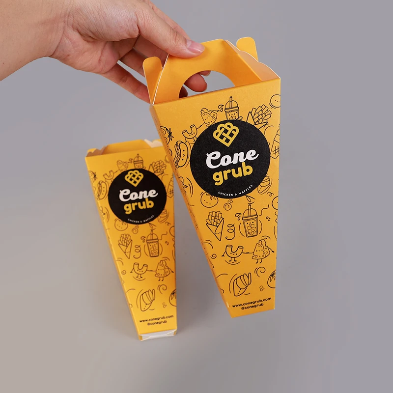Biodegradable Bubble Waffle Crepes Box Paper Holder Cone Container Food & Beverage Packaging Pizza Box