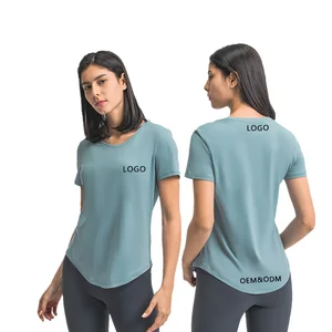 Women's High Quality Elastic Soft Basic Active Tops Custom Loose Yoga & Sport Running Tops Absorb Sweat Wholesale Summer Clothes