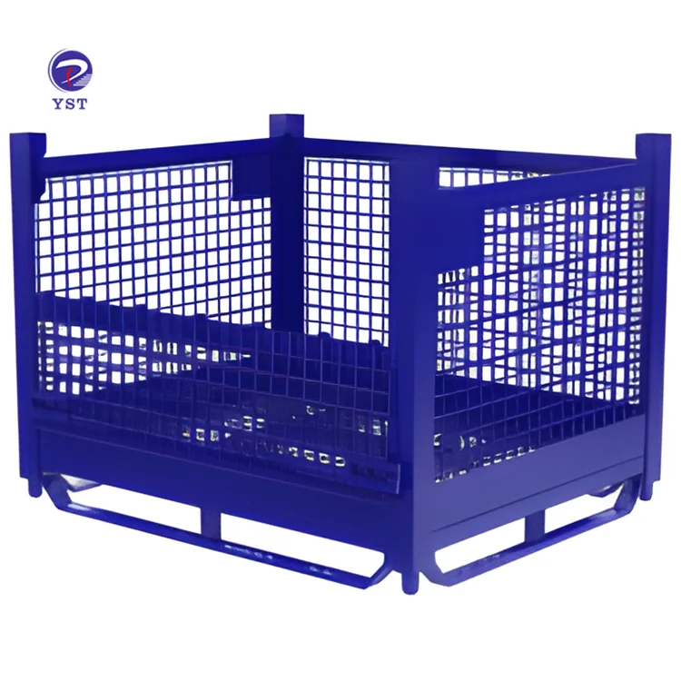 Powder Coating Stacking Warehouse Knock Down 2 Gate Wire Mesh Steel Bin