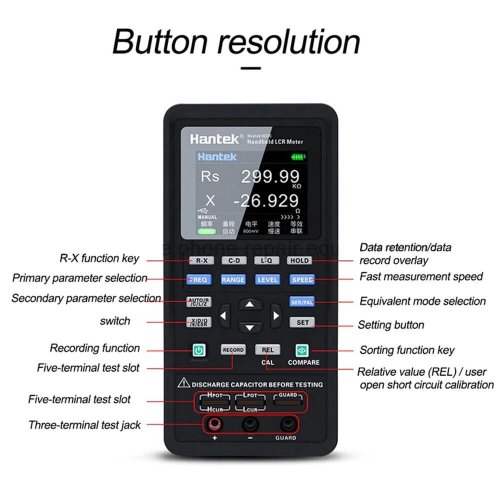 Hantek 1832C Handheld LCR Meter LCR High Tester Inductance Capacitance Resistance Tester