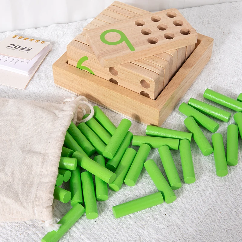 Hot Sale Wooden Number Math Learning Toy  Montessori Math Peg Board Counting Material Toys