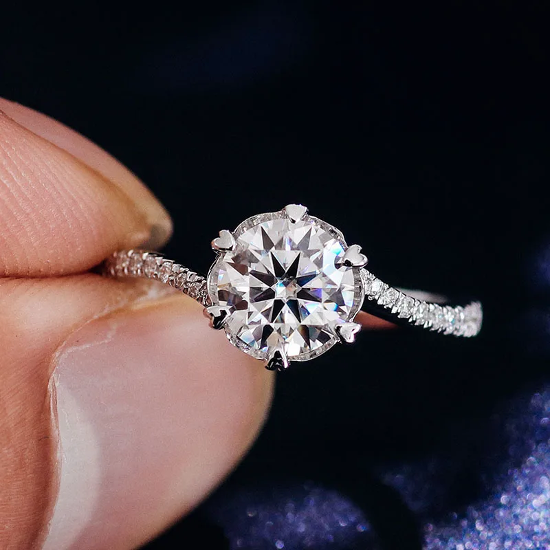 Anello Regolabile In Argento 925 Con Moissanite - Fede Nuziale O Anello Di Fidanzamento - Gioiello Donna