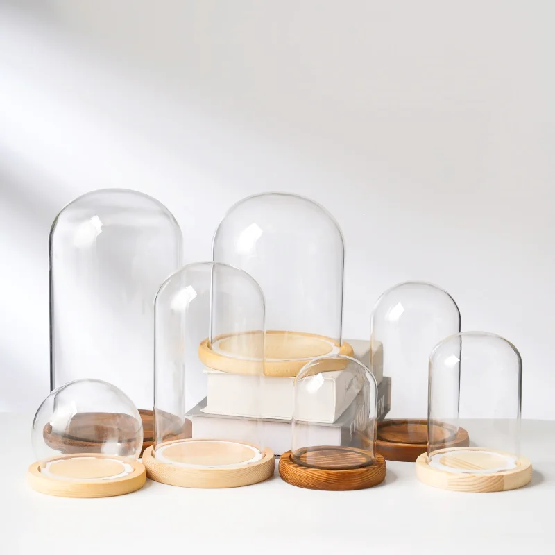 高ホウケイ酸ガラスクロッシュミニクリアガラスドーム吹き飛ばさホーム