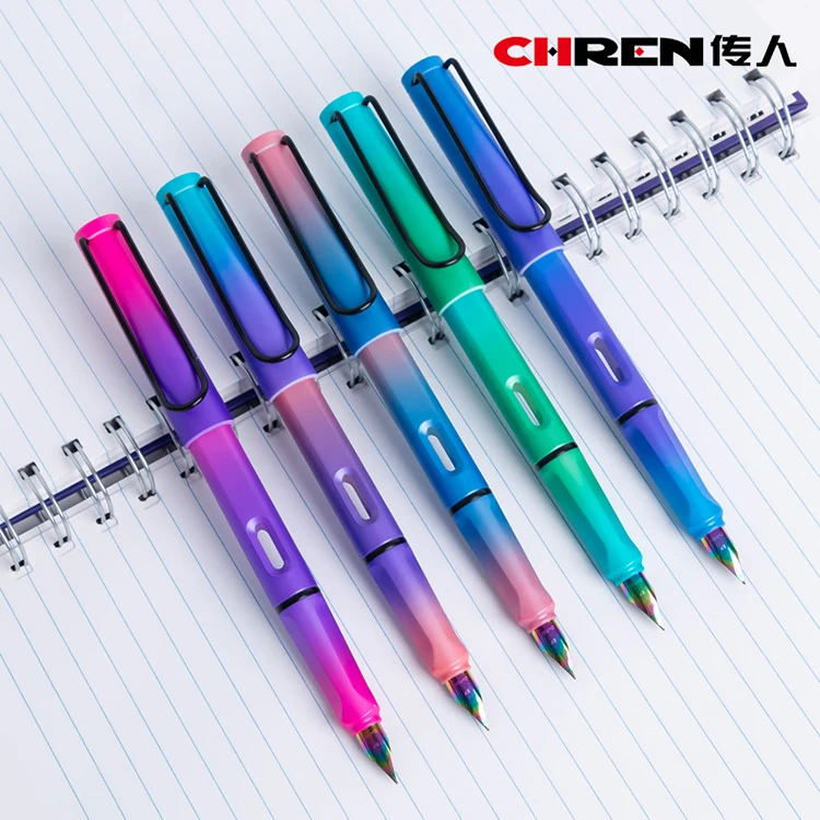 Hot Sale Classic Style Gradient Colors Dazzle Colorful Big And Small Nib  Correction Position Plastic Fountain Pen - Buy Hot Sale Classic Style  Gradient Colors Dazzle Colorful Big And Small Nib Correction