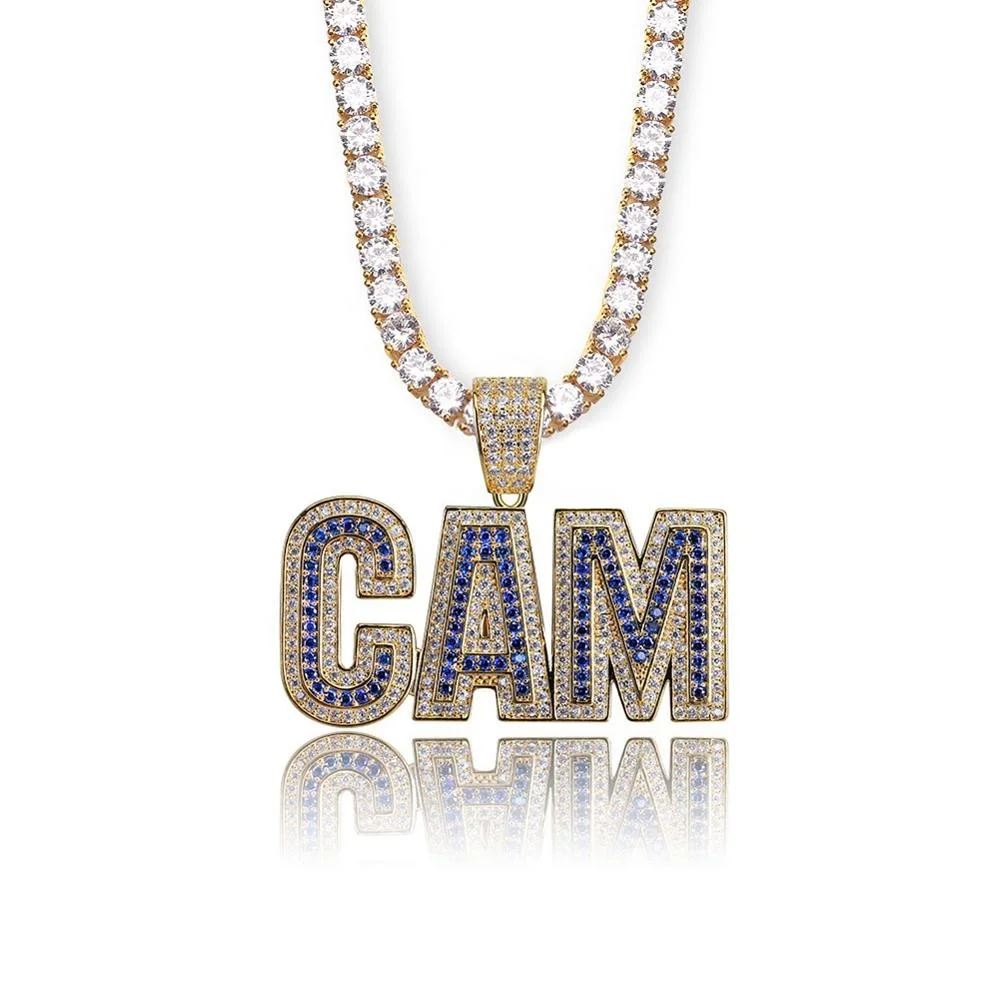 Bubble Letters Cam Necklace Pendant 