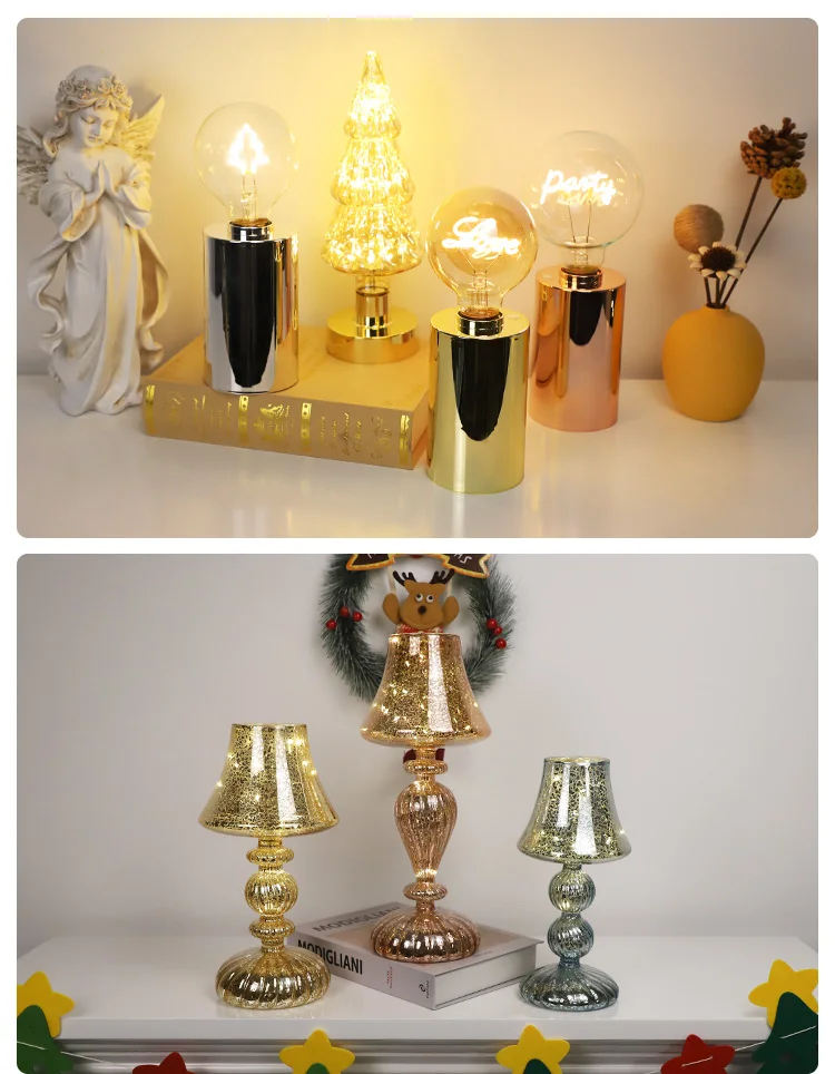 2024 New Arrival Retro Handmade Mushroom Bedroom Besides Leopard Print Table Lamp Battery Operated Wireless Tea Lights Christmas supplier