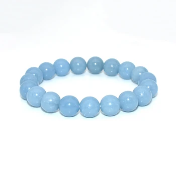 Trade Insurance Natural Stone Beads High Grade 6/8/10mm Blue Angelite Bracelet