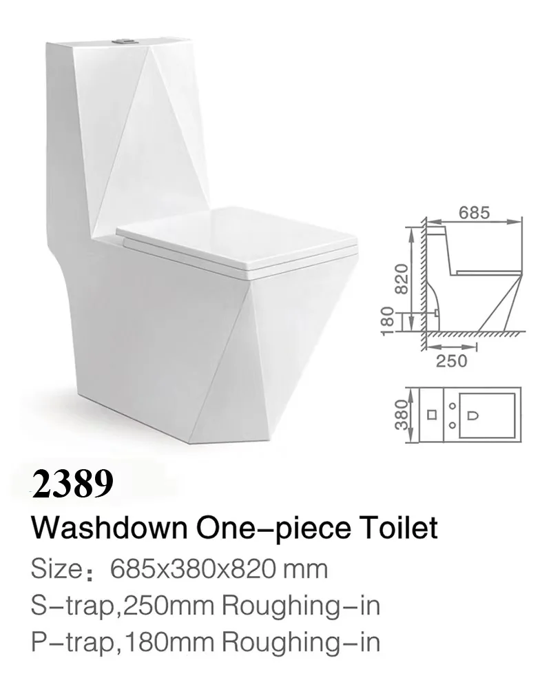 Diamond Shape Sanitaryware Toilet Bathroom Washdown Wc Toilet Bowl One Piece Ceramic Toilet For