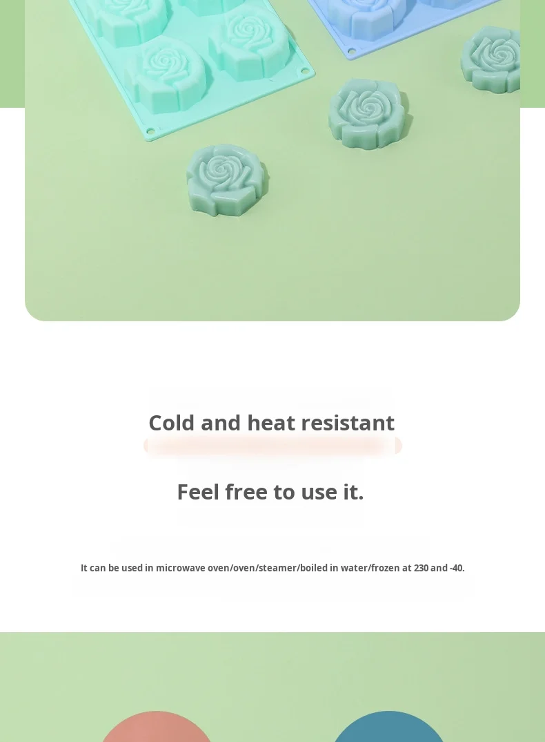 Silicone 6-hole 3D Rose Flower Cake Mold for Pudding & Jelly Reusable Non-Stick DIY Handmade Soap Mold factory