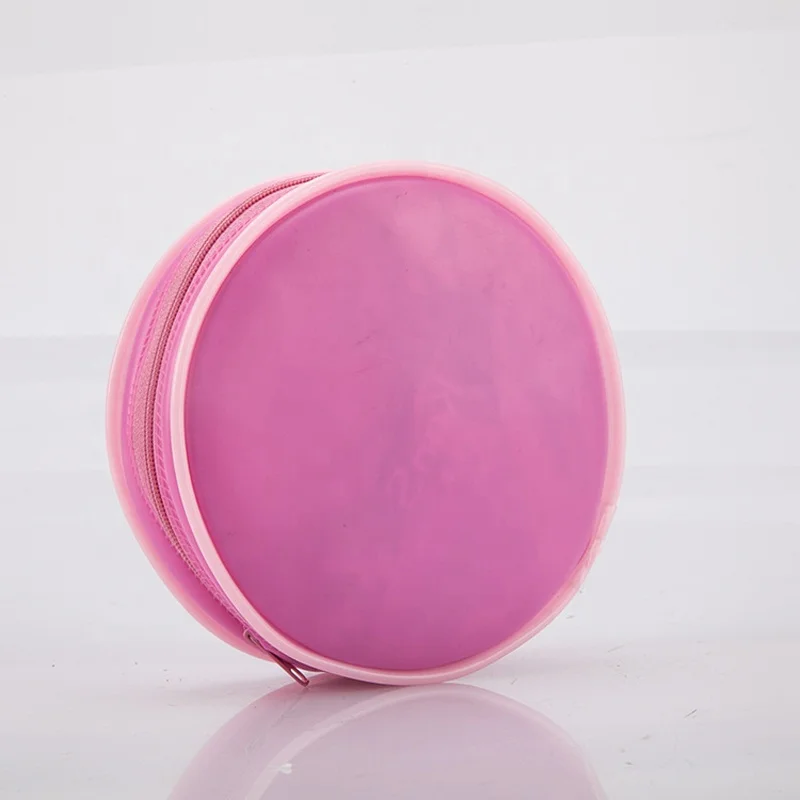 Lipstick Package Matt Round Cosmetic Bag Plastic Round Pouch clear pink Pvc Bag With Zip