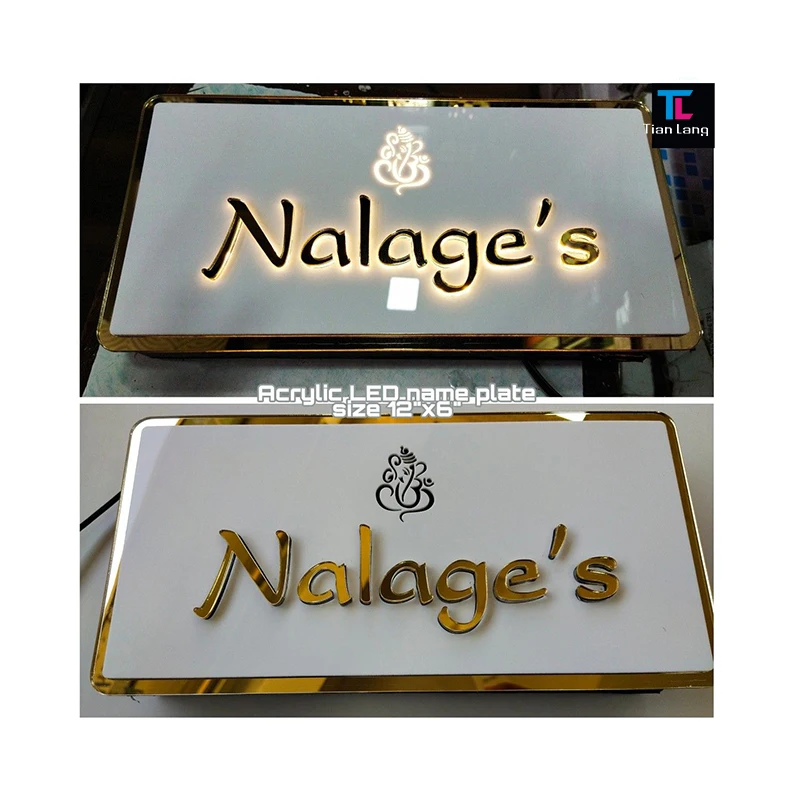 Cartel Publicitario Personalizado de Acrílico con Canal 3D en Oro para Tienda de Café con Letras LED