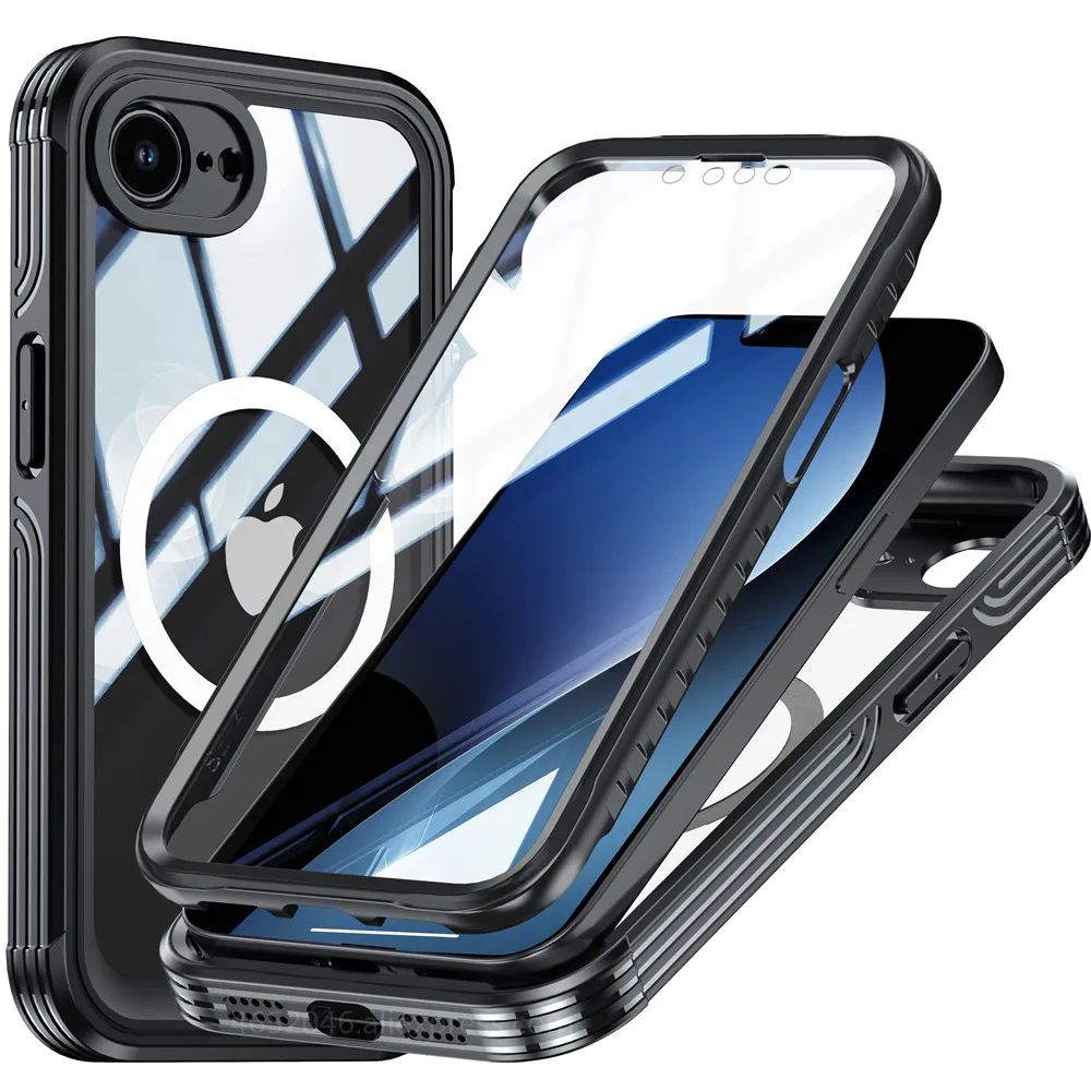 Double Layer Protection for iPhone SE4 2025 16 Pro Max 15 Pro 16 Plus Case Wireless Charging 360 Glass Shockproof Magnetic Cover