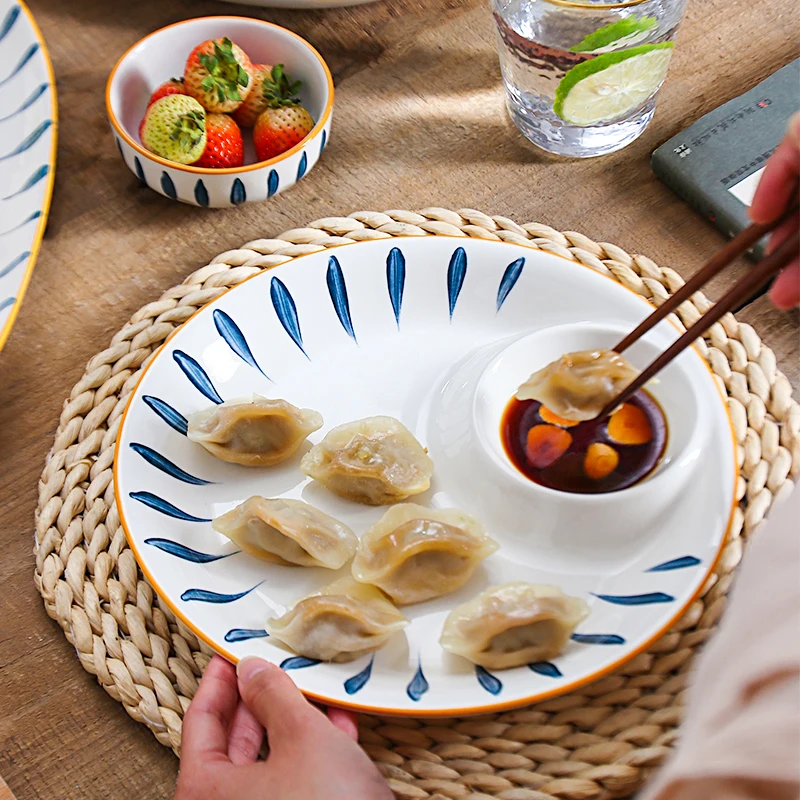 Japanese Style Round 9 Ceramic Dumpling Plate With Dipping Saucer Buy Ceramic Dumpling Plate With Dipping Saucer Ceramic Dumpling Plate Dumpling Plate With Dipping Saucer Product On Alibaba Com