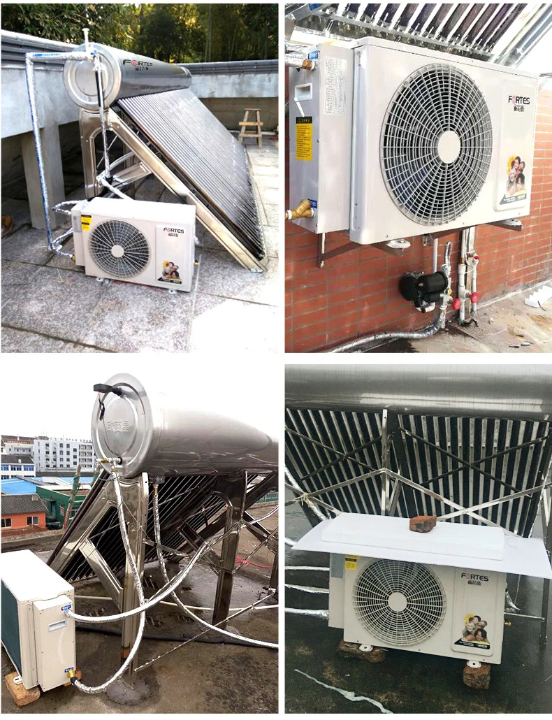 Best Price  Pressurized Evacuated Tube Hybrid Solar Water Heater System + Air Source air to Water Heat Pump for Home
