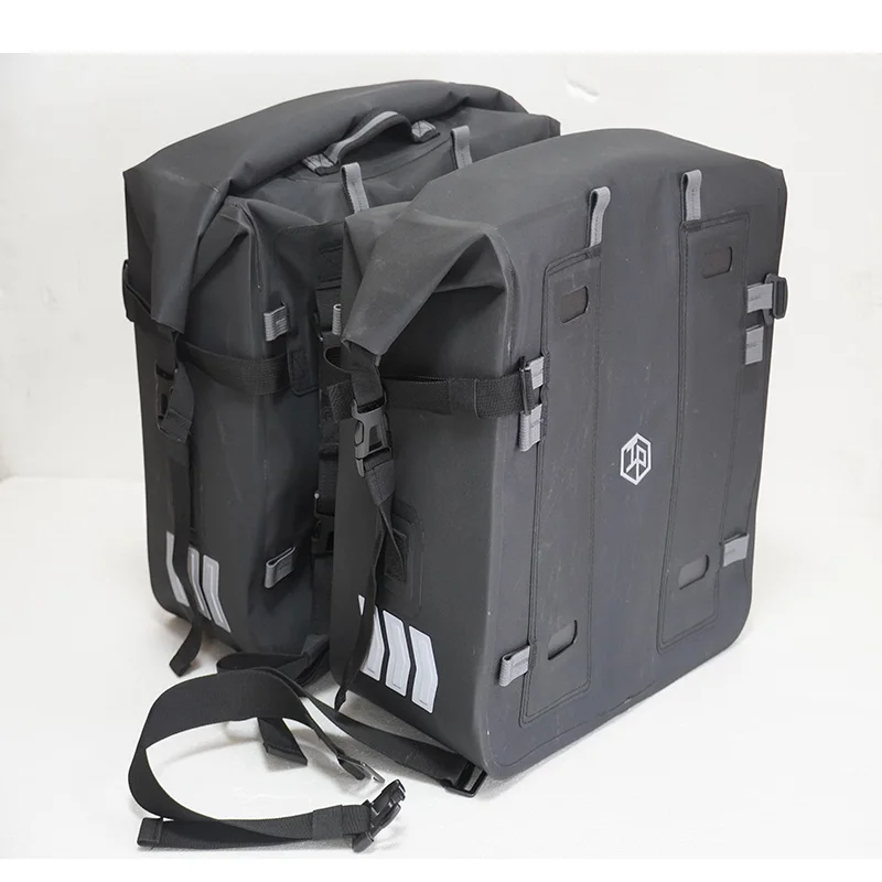 Motorcycle Saddle Bag Roll-top 100% Waterproof PVC Material Ultra-abrasion Luggage