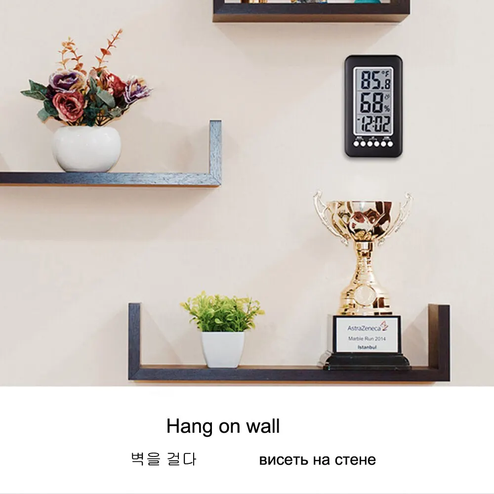 LCD Digital Thermometer Hygrometer Indoor Temperature Humidity Meter Alarm Table Clock