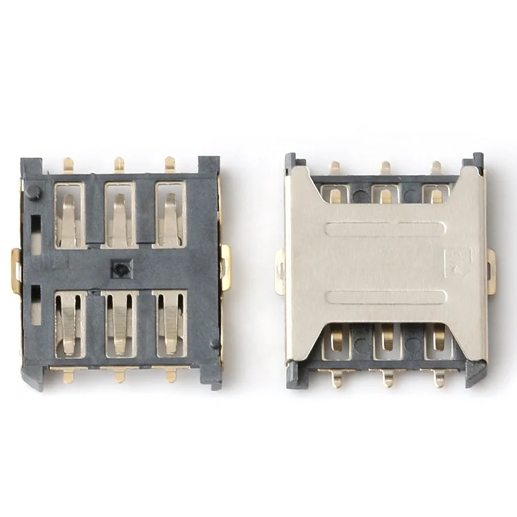 Micro Nano Push Sim Card Connector Memory Card Connector 6pins Nano Sim Card Socket