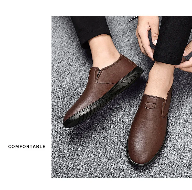 2024 New Hot Selling Men's Breathable Casual Shoes High Quality British Style Soft Sole Business Leather Shoes