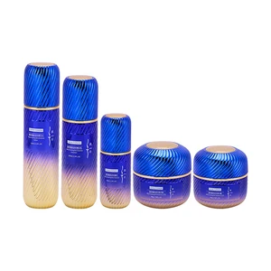 Luxury Electroplating Gradient Color 30g 50g 30ml 100ml 120ml Design Cosmetic Glass Packaging Empty Cylinder Lotion Bottle