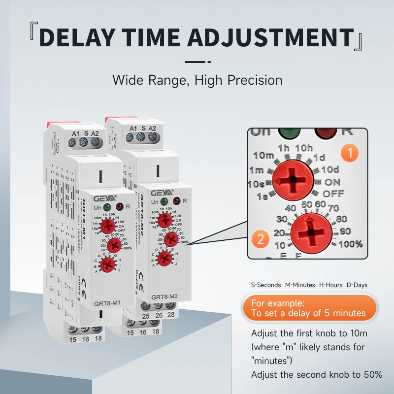 GEYA GRT8-M1 Multi FunctionTimer Relay Modular Time Delay Relay Timer Relay 24V 220 Volt Time Timer
