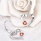 Garnet Earrings Wholesale Fashion Sterling Silver 925 Jewelry Garnet Red Cubic Zircon Lever Back Heart Shape Earrings For Her