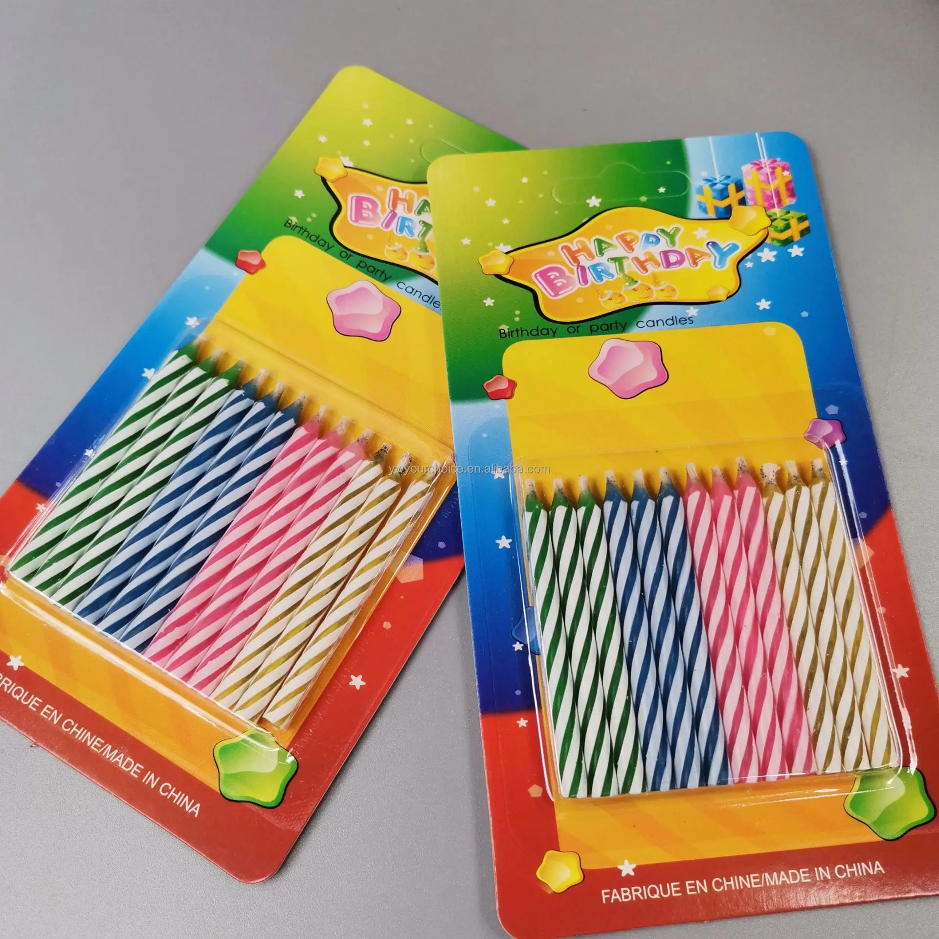 Party Things Pillar Spiral Birthday Candle Colorful Stripe Rainbow