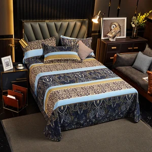 Factory Price King Size 100% Cotton Print Bed Linen Flat Sheets Bedding Set