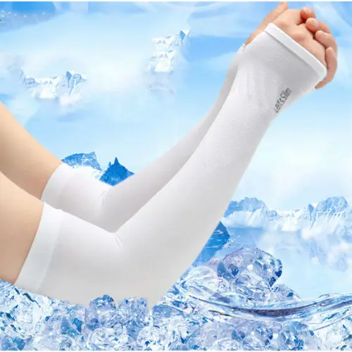 Let's Slim UV Sun Protection Arm Cool Wristlet Sleeve Socks Seamless Sports 