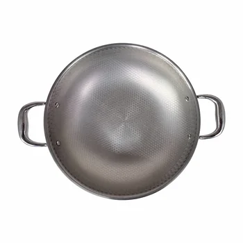 Etched Pattern 32cm  Silver Frying Pan Titanium 3-Ply  Wok