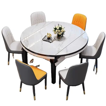 Modern Home Furniture Dinning table set 6 seater Round Marble Dining Table For Restaurant