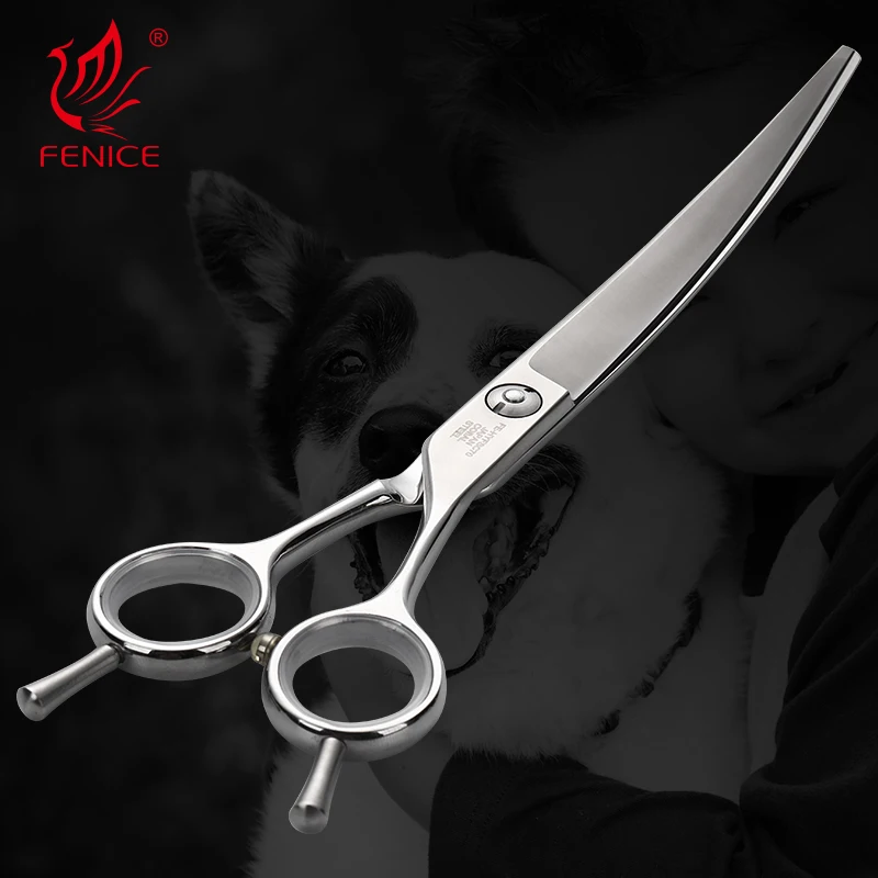 Fenice Asian Fenice 7 Inch Japanese Stainless Steel Pet Curved Scissors for Dog Grooming
