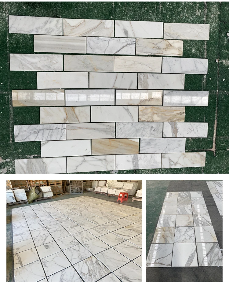 Luxury Villa Floor Big Slabs Natural Marble Calacatta Gola Suitable For