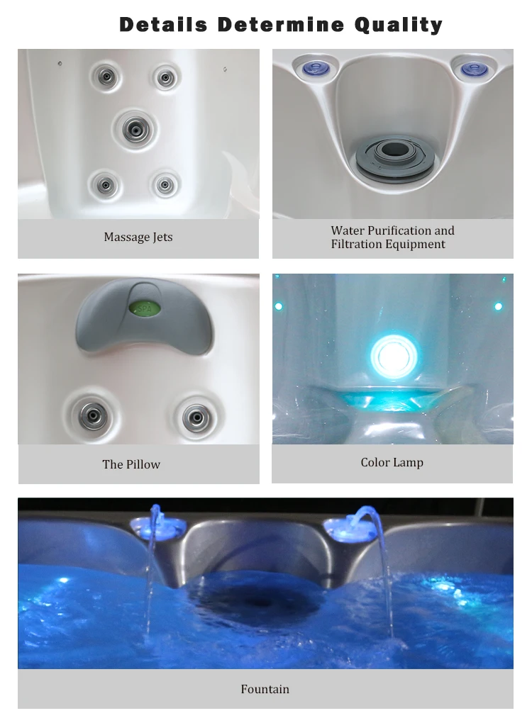 7 People Freestanding Hot Tub with 30 Jets and 1.9M Length for Outdoor Spas and Whirlpool