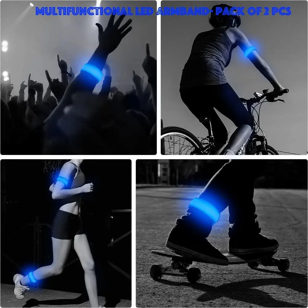 Fluorescent Glow in the Dark Flashing Sport Safety Bracelet Reflective Arm Band Safety Led Wrist Band LED Rechargeable Armband