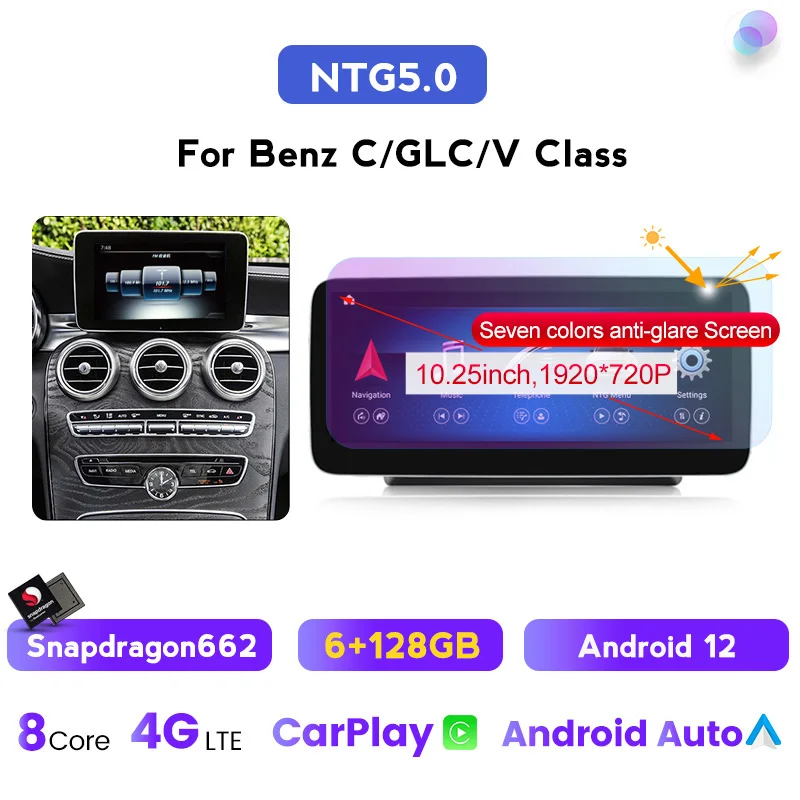 12.3インチ メルセデス・ベンツ Cクラス NTG4.0 アンドロイドナビ 