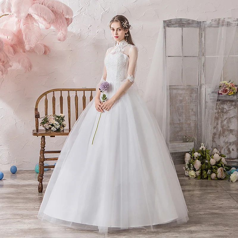 Cheap Vintage Lace Empire Wedding Gown Bridesmaid Dress Plus Size V