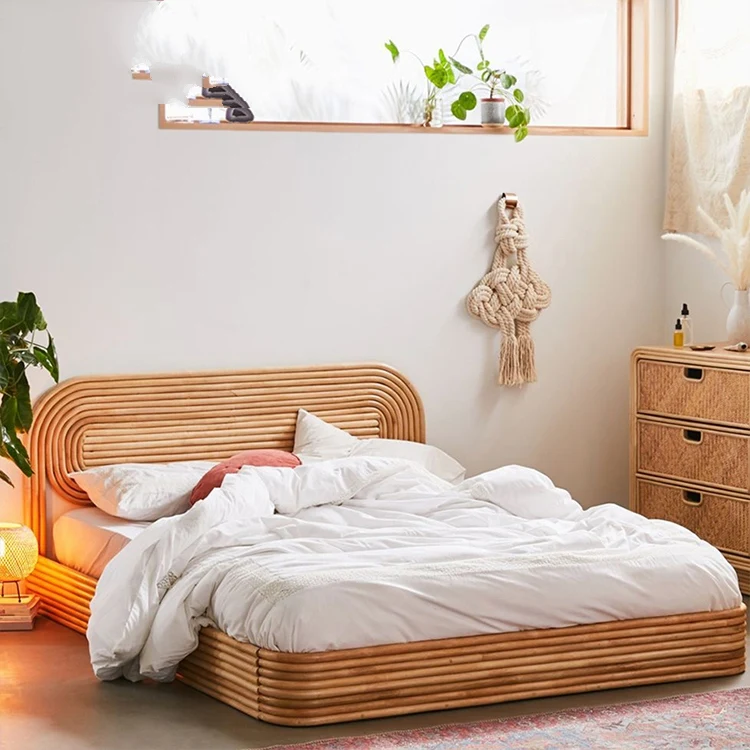 Wholesale Modern South Asian Style Latest Indonesia Rattan Design Hotel  Bedroom Set King Size Solid Wood Bed Frame Bed From M.Alibaba.Com
