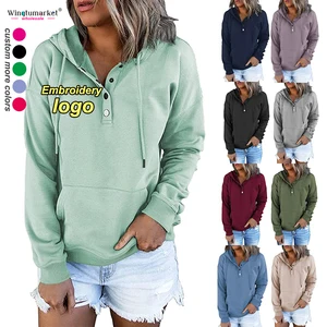 Custom Embroidery Hoodie Design Hooded Sweatshirt Casual Blank Black Cotton Terry Long Sleeve Manufacturing Hoodies for Women