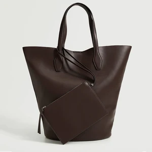 Custom Logo Leather Luxury Ladies Bucket Shopper Handbag Tote Shoulder Bag Purse for Women